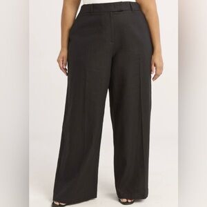 Scoop Women’s Soot Black Blended Linen Wide Leg Trousers Size 10 New Without Tag